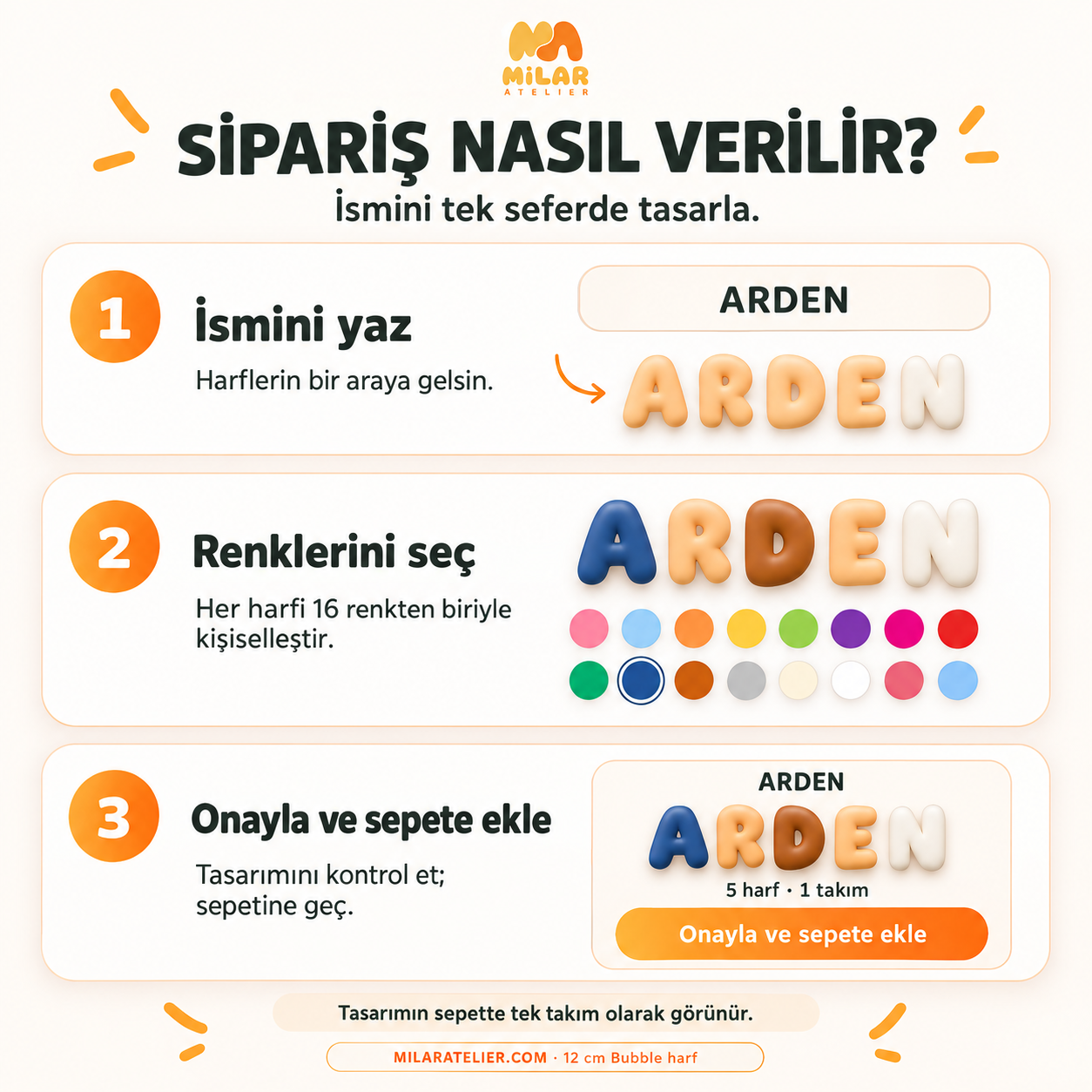 Kişiye Özel 3D Bubble Harf | 12 cm görseli 6